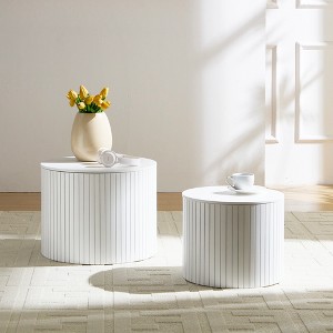 Airsurfer Nesting Coffee Tables Set of 2, MDF Round Tables for Living Room, Lounge or Small Spaces - 1 of 4