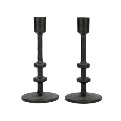 7" Candle Stick Holder Set Black - Stonebriar Collection