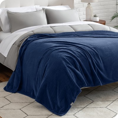King Size Dark Blue Chevron Microplush Fleece Blanket