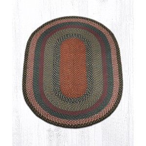 Earth Rugs Blue/Gray/Burgundy Hand-Braided Oval Rug – Cozy Living Space Accent - 1 of 1