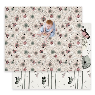 JumpOff Jo - Large Waterproof Foam Padded Play Mat Play & Tummy Time, Foldable Activity Mat, 70 in. x 59 in. Daisy Bug