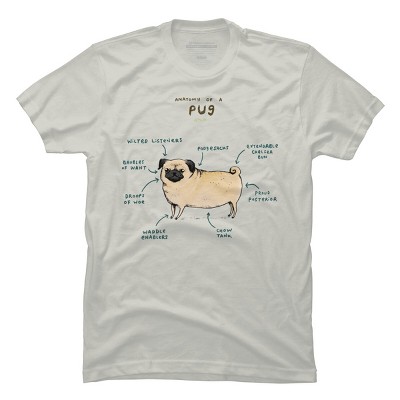 Men's Design By Humans Anatomy of a Pug By SophieCorrigan T-Shirt