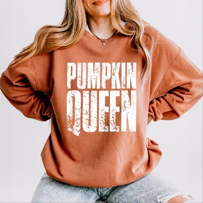 Simply Sage Market Pumpkin Queen Distressed Lightweight Garment Dyed Sweatshirt