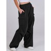 Women's Elastic Waistband Cargo Joggers Casual Wide Leg Straight Loose Fit Sweatpants with Pockets - 2 of 4