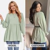 EXLURA Womens Long Sleeve Blouses Swiss Dot Babydoll Loose Fit Maternity Top 2025 Spring Fall Tunic Shirts Dressy Casual Tops White - 2 of 4