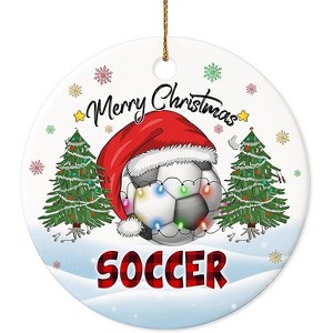 Lomsoe Christmas Ornament Soccer Merry Christmas Ceramic Ornament, Xmas Tree Decoration, Hanging Ornament, for Family, Friends, Soccer Lovers - 1 of 1