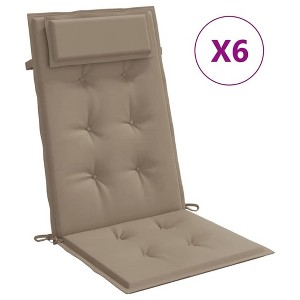 vidaXL Highback Chair Cushion Set of 6 Taupe - 1 of 4