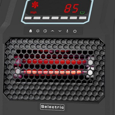 Black Compact Infrared Quartz Electric Space Heater with Digital Display and Remote Control