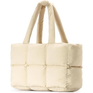 Puffer Tote Bag for Women, Large Quilted Puffy Handbag Lightweight Satchel Purse - 1 of 4