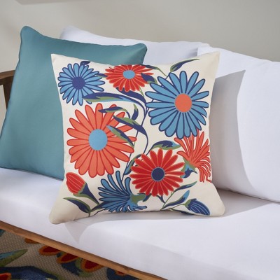 Aloha Floral 20" x 20" Multicolor Outdoor Throw Pillow