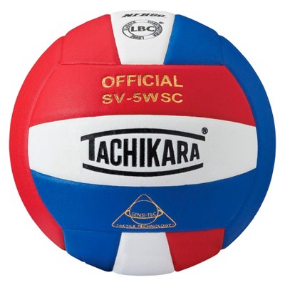 Tachikara SV-5WSC NFHS Composite Leather Volleyball, Scarlet/White/Royal