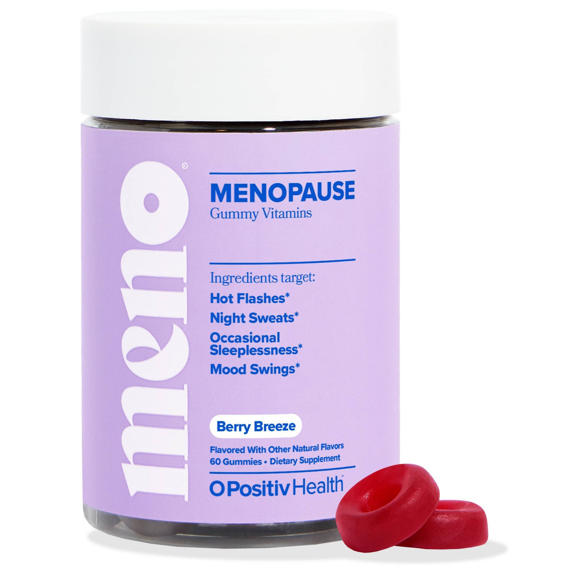 O Positiv MENO Menopause Gummy Vitamins for Women with Black Cohosh & Ashwagandha - 60ct