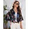 Womens Mesh Cardigan Open Front Batswing Sleeve Shrugs Lightweight Semi-Sheer Floral Cardigan,Black Floral - 2XL - 3 of 4