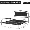 Metal Full Bed Frame with Wooden Headboard, Wrought Iron Metal Platform Bed Frame, Under Bed Storage, No Box Spring Required, Easy Assembly, Brown - 3 of 4