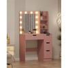 Makeup Vanity Desk with Mirror and Lights, 35"W Large Dressing Table with 4 Drawers & Open Storage, Modern Makeup Vanity Table for Bedroom - 2 of 4