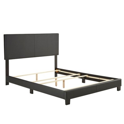 Boyd Sleep ERFAUNABEK Montana Upholstered King Platform Bed Frame Mattress Foundation with Headboard & Wood Slats, Black