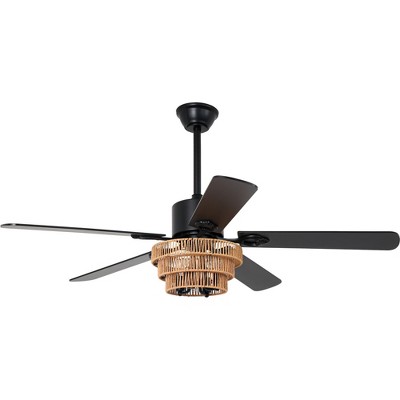 Bella Depot 52" Farmhouse Black Gold Ceiling Fan with Light