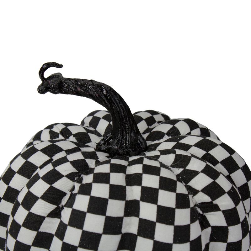 Northlight 6.5" White and Black Plaid Fall Harvest Tabletop Pumpkin, 3 of 5