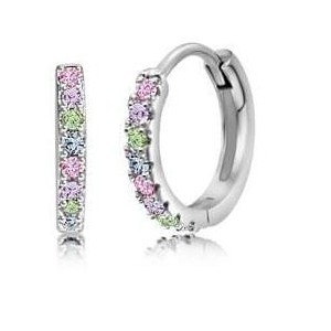 Chanteur Hypoallergenic Kids Jewelry Accessories Round Multi-color CZ White Gold Palladium plated Hoop earrings - 1 of 1