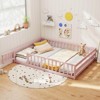Costway Full Size Floor Bed with Full Length Safety Guardrails & Door for Boys, Girls Pink/Mint Sky/Icy Aqua/Gray/White/Natural - 2 of 4