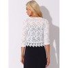 INSPIRE CHIC Women's Floral Lace Evening 3/4 Sleeves Formal Elegant Bolero Cardigan - 3 of 4