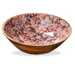tag Jasmine Wood & Enamel Serving Bowl - 1 of 2