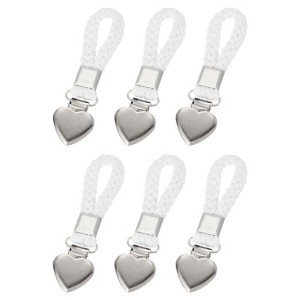 Unique Bargains Cotton Loop Metal Clothing Towel Storage Heart Shape Clips 4.3" 6 Pcs - 1 of 4