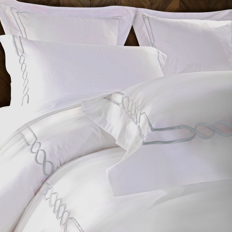 Modern Embroidered Infiniti Loop Cotton Duvet Cover and Pillow Sham Set - Blue Nile Mills, 2 of 4