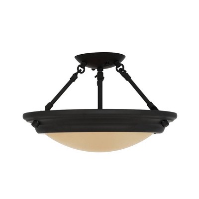 15" 2-Light Semi Flushmount Ceiling Light with Glass Shade (Includes LED Bulb) Brown - Cresswell Lighting