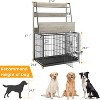 Dog Crate Furniture, 57" Indoor Dog Kennel with Storage Shelves, Divider, Adjustable Feeding Bowls & Removable Tray - 2 of 4