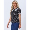 INSPIRE CHIC Women's Peter Pan Collar Lace Trim Embroidered Casual Floral Blouse - 3 of 4