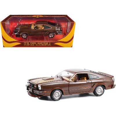 1978 Ford Mustang II King Cobra Dark Brown Metallic with Orange and Gold Hood Stripes 1/18 Diecast Model Car by Greenlight