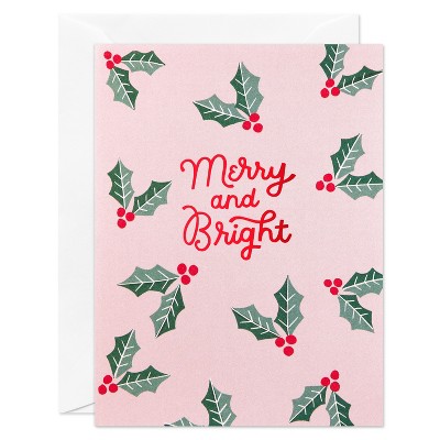 10ct Pink Merry And Bright Blank Christmas Cards : Target