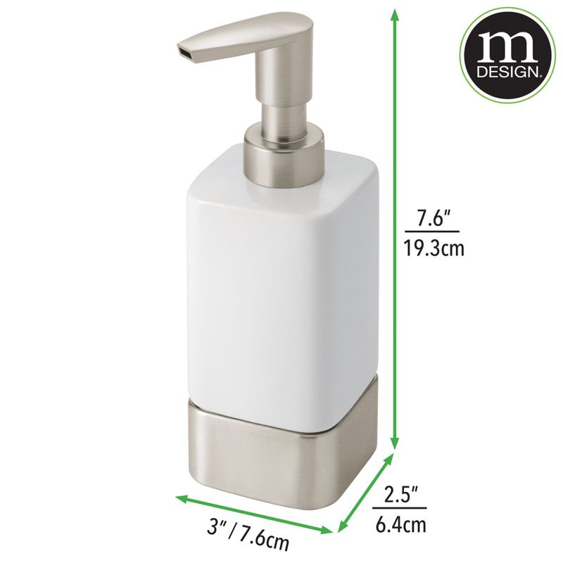 mDesign Square Ceramic Bathroom Soap Dispenser - 2 Pack, 4 of 8
