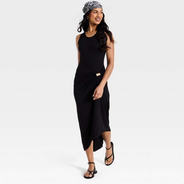 Vestido midi de punto asimétrico para mujer - A New Day™ Negro 3
