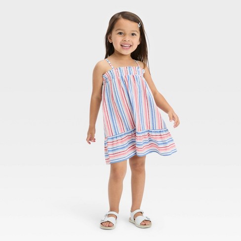 Oshkosh B'gosh Toddler Girls' Smocked Striped Dress - White 12m : Target