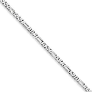 Black Bow Jewelry 2.25mm, 14k White Gold, Flat Figaro Chain Necklace - 1 of 4