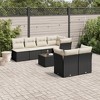 vidaXL 8 Piece Patio Sofa Set with Cushions Black and Cream Poly Rattan - Table + 3x Middle + 4x Corner - 2 of 4