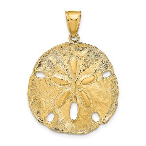 Black Bow Jewelry 14k Yellow Gold Large Polished Sand Dollar Pendant, 29mm (1 1/8 Inch) - 1 of 4