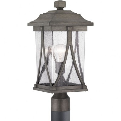 Progress Lighting Abbott 1-Light Outdoor Antique Pewter Post Lantern with Clear Seeded Glass Shade