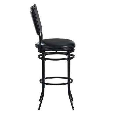 Rachel Black Metal Swivel Barstool with Leather Cushion