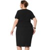 Agnes Orinda Women's Plus Size Mock 2-Piece Ruffle Trim Work Formal Short Sleeve Bodycon Sheath Dresses - 4 of 4