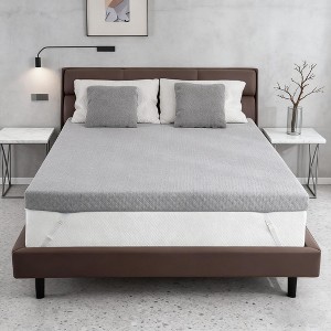 Dyonery 3-4 Inch Extra Firm Mattress Topper Cooling Gel Memory Foam Firm Bed Topper CertiPUR-US with Removable Cover - 1 of 4