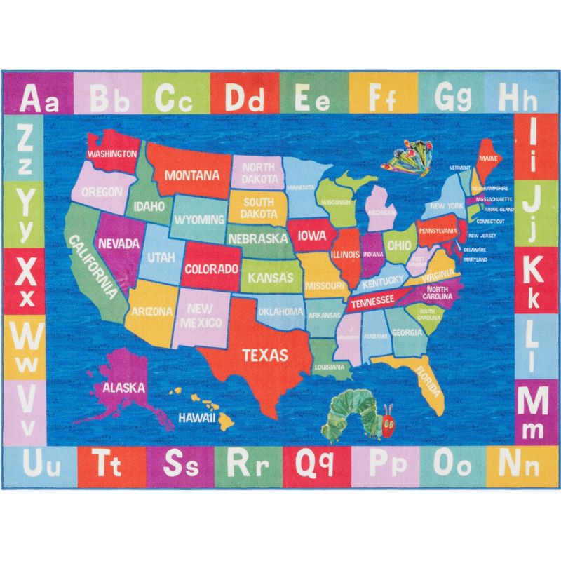 Eric Carle USA Map Area Kids&#39; Rug (6&#39;6&#34;x9&#39;5&#34;) - Home Dynamix, 1 of 12