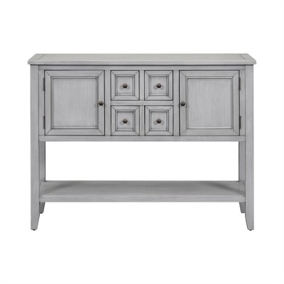 OUTSUPPLY Vintage Console Table with 4 Drawer and Bottom Shelf for Living Room, Entryway & Kitchen