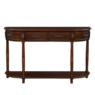 XINGHANZHENXUAN Wood Console Table, Sofa Table with Drawers, Open Shelf, Solid Wood Entry Table for Living Room, Hallway