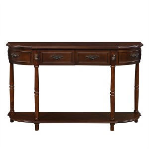 XINGHANZHENXUAN Wood Console Table, Sofa Table with Drawers, Open Shelf, Solid Wood Entry Table for Living Room, Hallway - 1 of 4