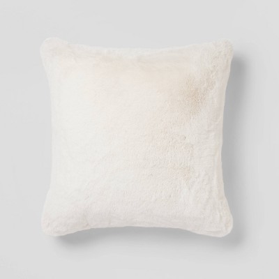 Euro Faux Rabbit Fur Decorative Throw Pillow Cream - Threshold™