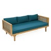 2 Piece Acacia Wood Garden Furniture Set,3 Seater Outdoor Garden Daybed Sofa with Coffee Table and Cushions,Wood Patio Lounge Set-Coolbibila - 4 of 4