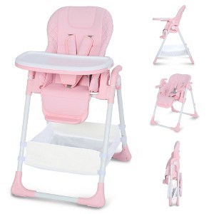 Kinder King Foldable High Chair for Babies & Toddlers, Adjustable Height, Recline, Storage Basket, Double Trays, Easy to Clean - 1 of 4